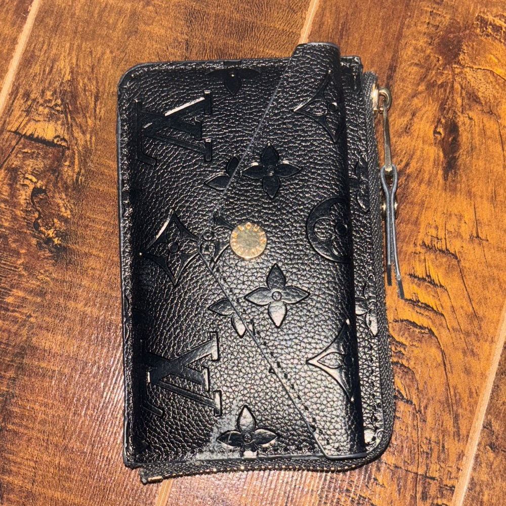 Black Embossed Leather Card Wallet